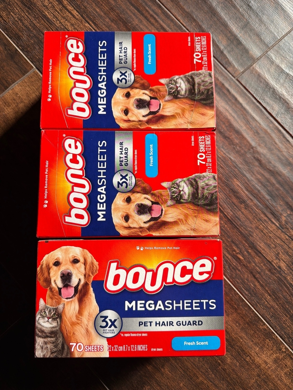 Bounce Megasheets Pet Hair Guard Fresh Scent 70 Sheets - Pack of 3